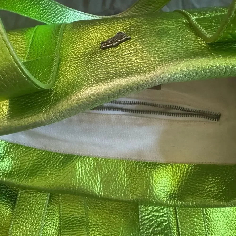 Burberry Prorsum Metallic Green Leather Tote Bag - Picture 12 of 16